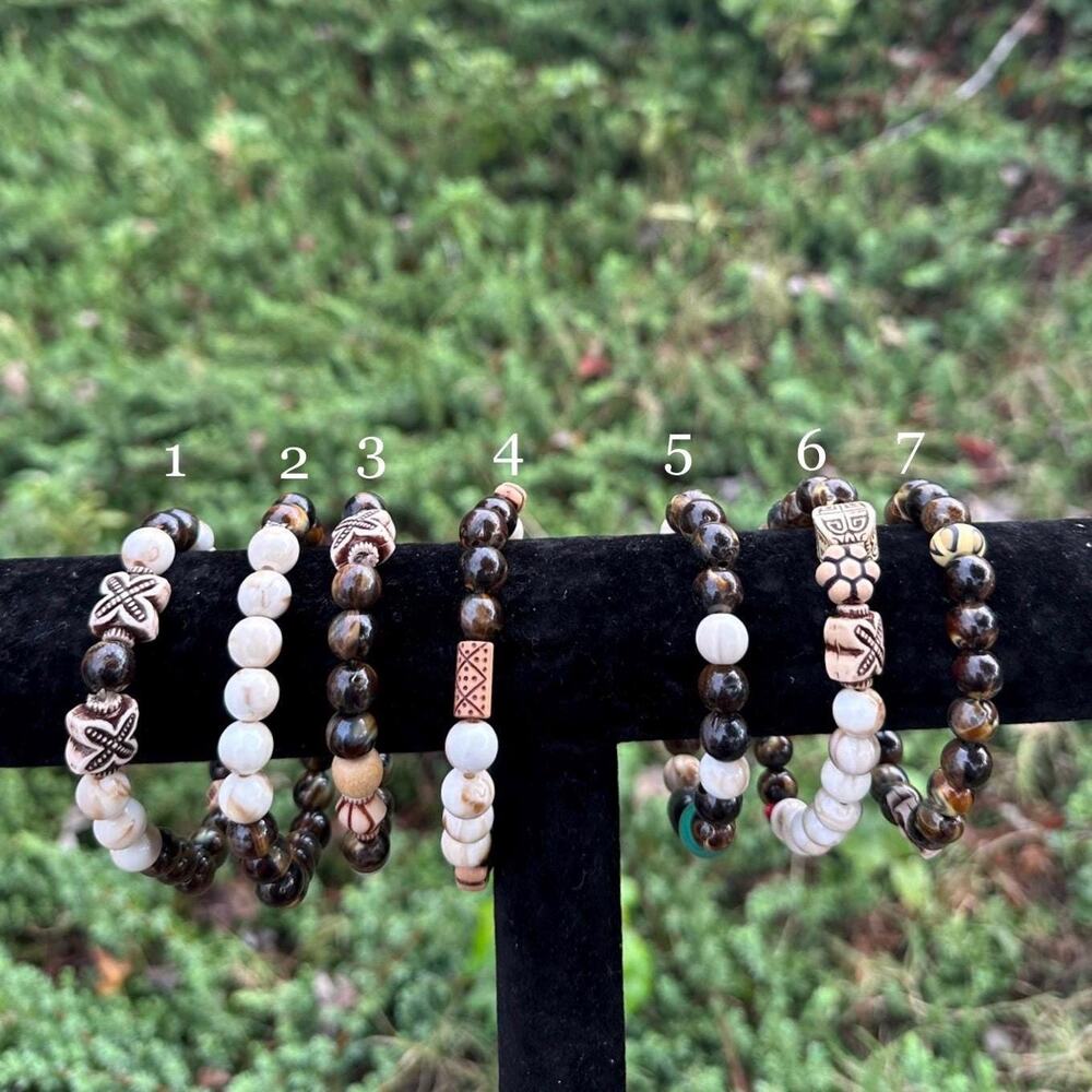 African handcarved ethnic tribal beaded bracelets